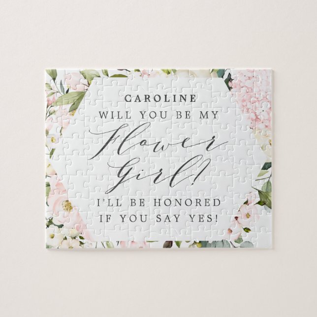 Geometric  Blommigt Flowers Girl Frieri Pussel (Horisontell)