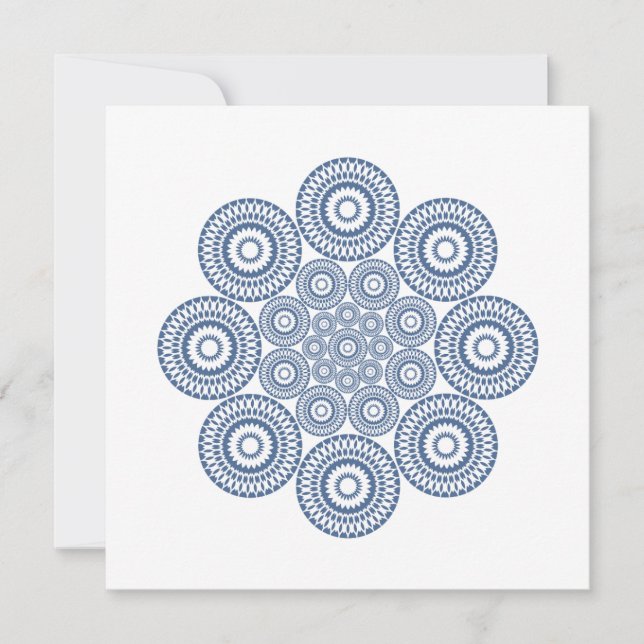 Geometric Blommigt Note Card i blått Anteckningskort (Framsida)