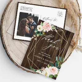 Geometric Blommigt Rustic Wood Tack Photo Vykort