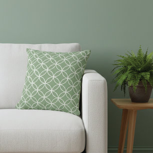 Geometric Blommigt Sage Grönt Dekorativ kudde