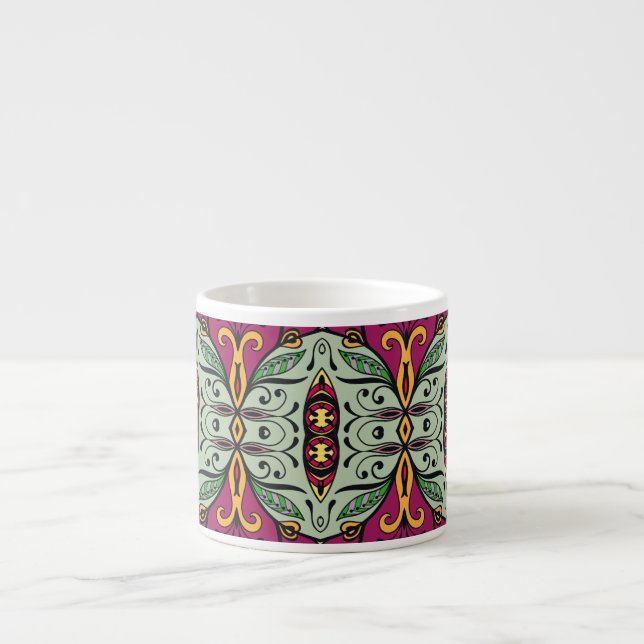 Geometric Blommigt Tribal Ethnic Doodle Espressomugg (Framsidan)