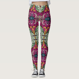 Geometric Blommigt Tribal Ethnic Doodle Leggings