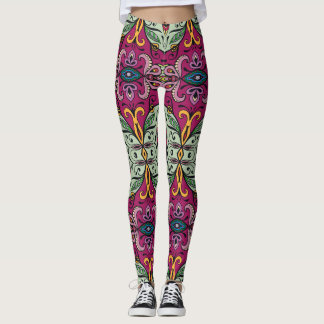Geometric Blommigt Tribal Ethnic Doodle Leggings