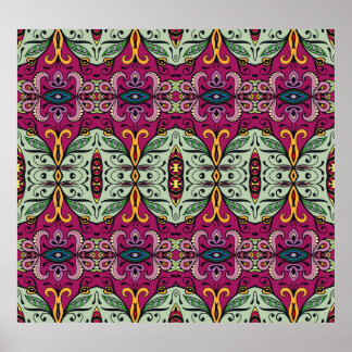 Geometric Blommigt Tribal Ethnic Doodle Poster