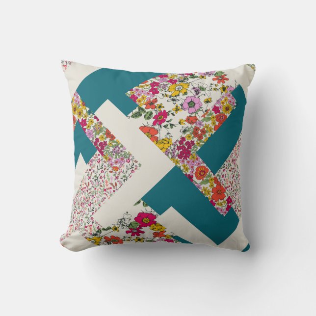 Geometric Bloom - Modern Blommigt Dekorativ kudde (Framsida)