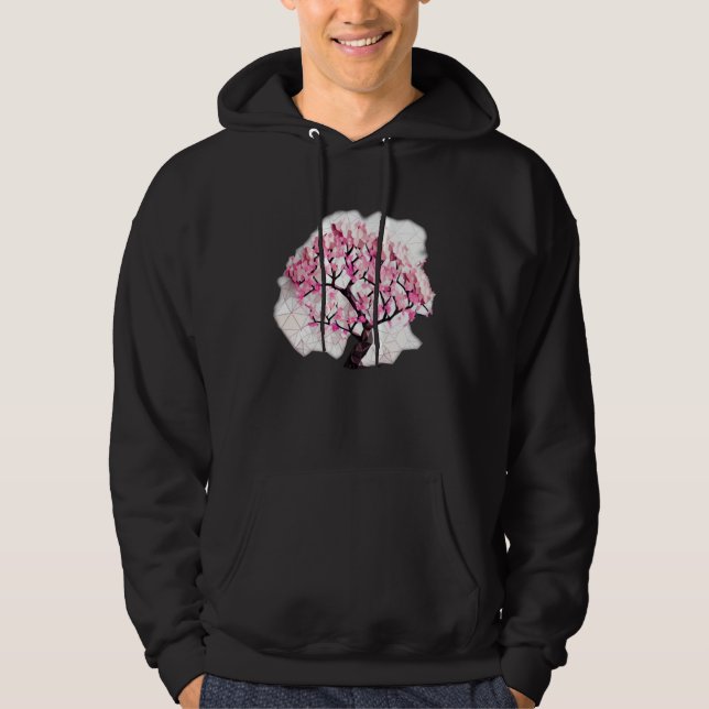 Geometric Blossoming Tree of Renewal Cherry Blosso Hoodie (Framsida)