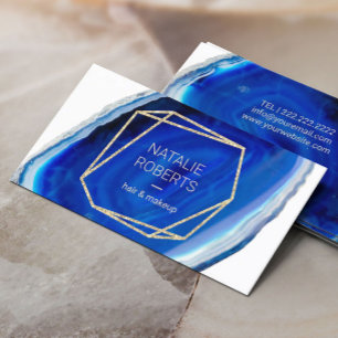 Geometric Blue Agate Modern Beauty Salon Visitkort