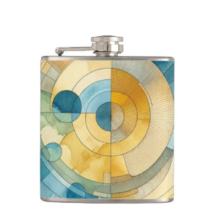 Geometric Blue and Gult Watercolor Abstrakt Fickplunta