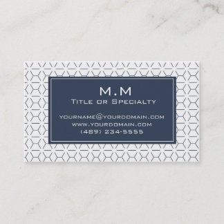 Geometric blue and white light visitkort