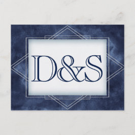 Geometric Blue Art Deco | Modern OSA Meal Choal Inbjudan Vykort