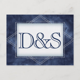 Geometric Blue Art Deco Modern OSA Meal Choal Inbjudan Vykort