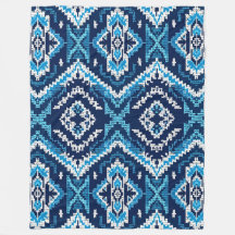 Geometric Blue Aztec Knitten Art