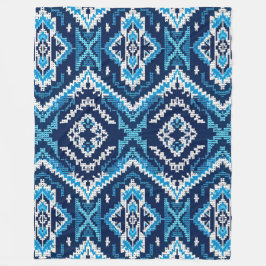 Geometric Blue Aztec Knitten Art Fleecefilt