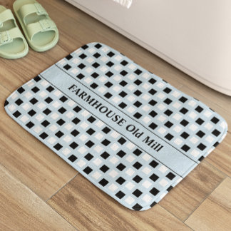 Geometric Blue Black Bath Mat Badrumsmatta