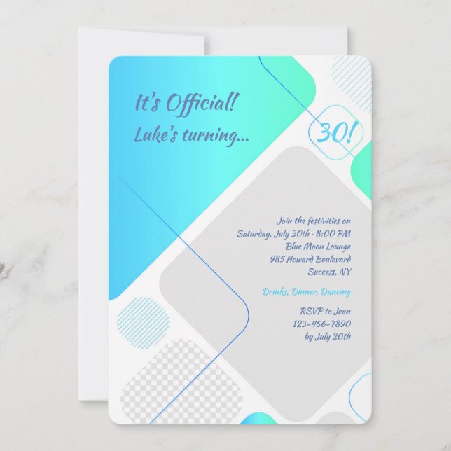 Geometric Blue Glory Inbjudan (Framsida)