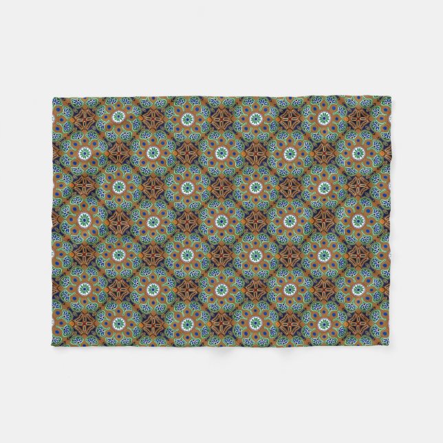 Geometric blue green and tan Fleece Blanket (Framsidan (Horisontell))