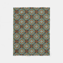 Geometric blue green and tan Fleece Blanket