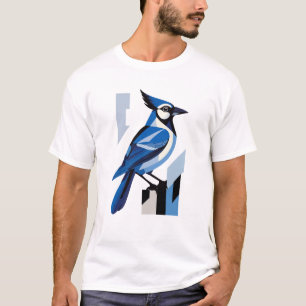 Geometric Blue Jay Bird T Shirt