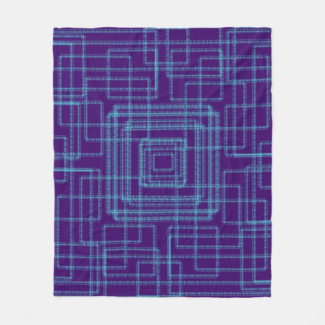 Geometric blue mönster fleecefilt (Framsidan)