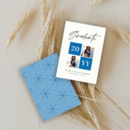 Geometric blue multi fotosimple script Grad Meddelande