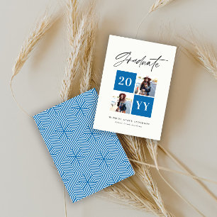 Geometric blue multi fotosimple script Grad Meddelande
