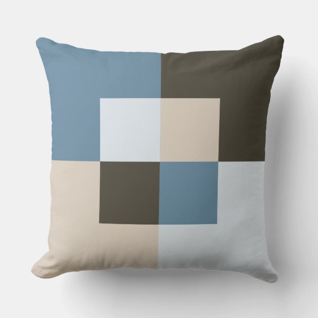 Geometric Blue och Brown för kustnära Chic Kudde (Framsida)
