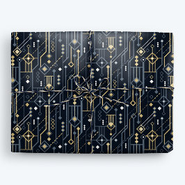 Geometric Blue och Guld Art Deco Presentpapper