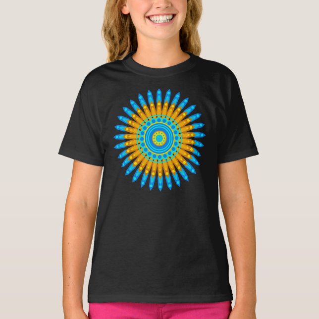 Geometric Blue Orange Mandala Design-68567 T Shirt (Framsida)