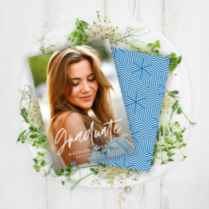 Geometric blue Photo studenten elegant-skript Meddelande