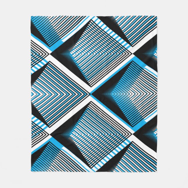 Geometric Blue Rand: Bright Vintage Overlay Fleecefilt (Framsidan)