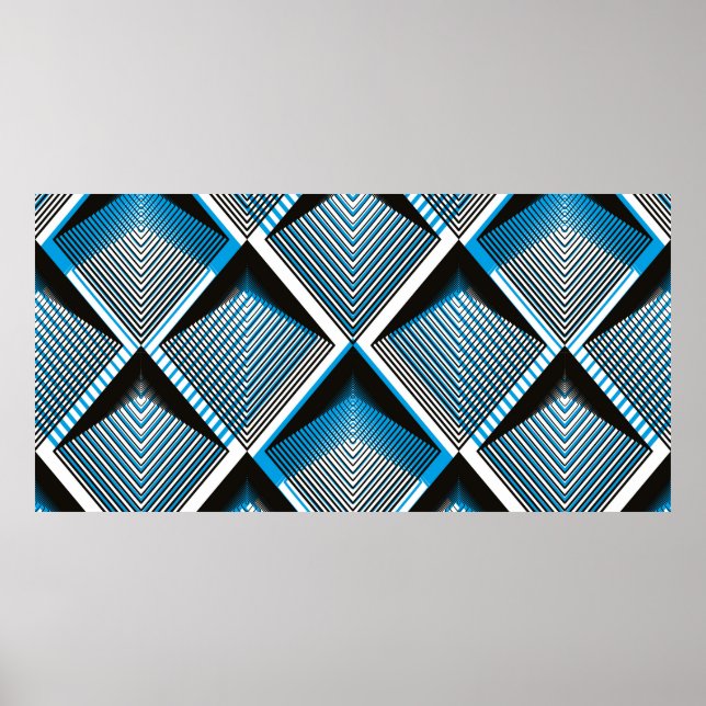 Geometric blue stripy overlay seamless mönster, br poster (Framsidan)