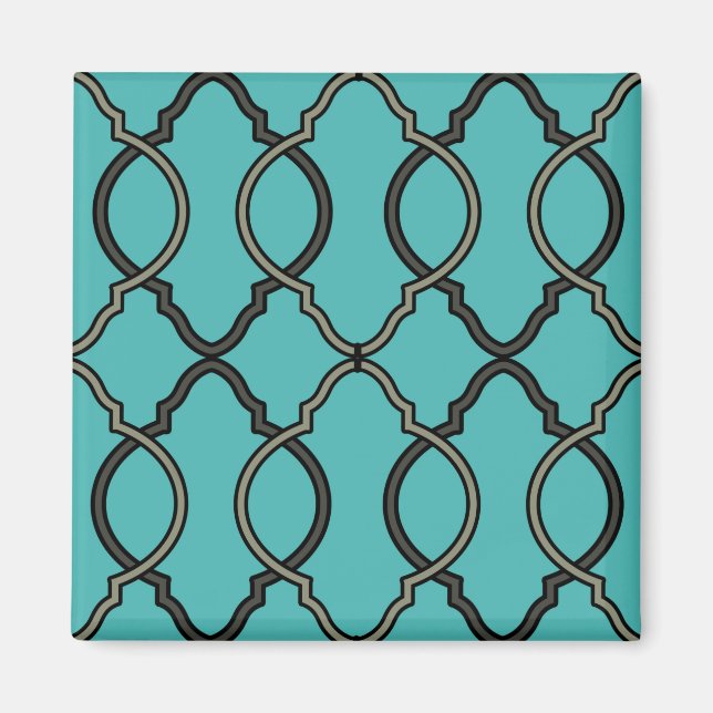 Geometric Blue Trellis Moroccan Magnet (Framsidan)