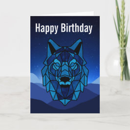 Geometric Blue Varg Birthday Card Kort