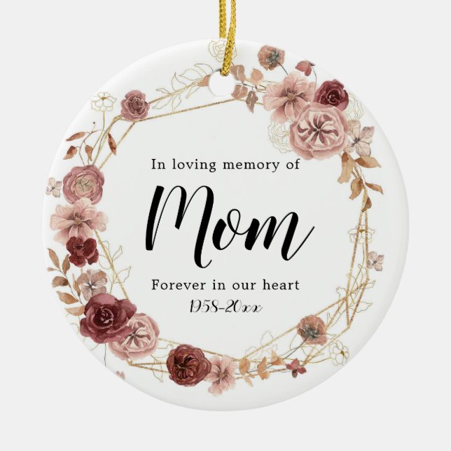 Geometric Boho-Blommigt i Loving Memory Ornament (Framsidan)