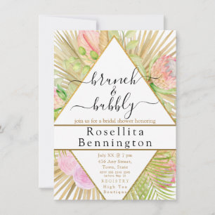 Geometric Boho-Blommigt Triangular Möhippa Inbjudningar
