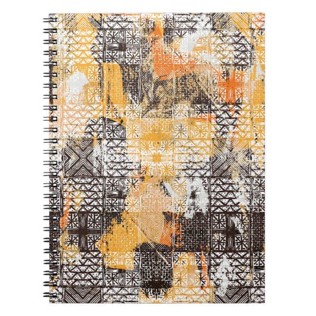Geometric Boho Tribal Distress Mönster Anteckningsbok (Framsidan)