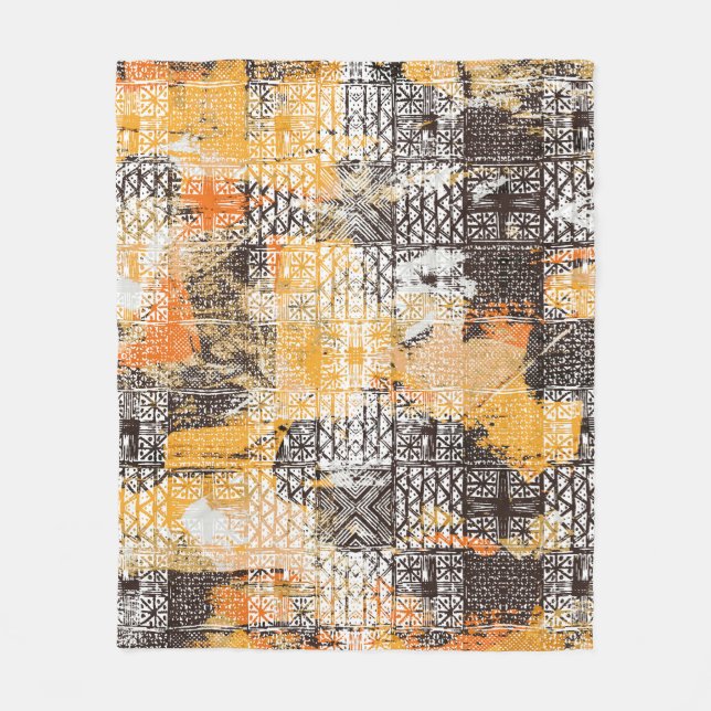 Geometric Boho Tribal Distress Mönster Fleecefilt (Framsidan)
