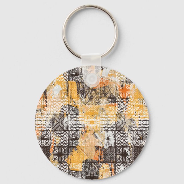 Geometric Boho Tribal Distress Mönster Nyckelring (Framsida)