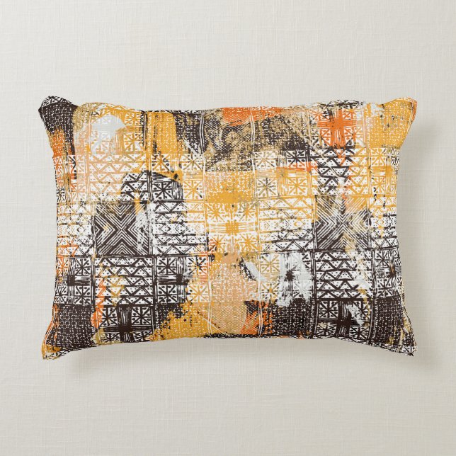 Geometric Boho Tribal Distress Mönster Prydnadskudde (Framsidan)