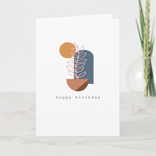 Geometric Botanical Art Birthday, jordisk Abstrakt Kort (Framsida)