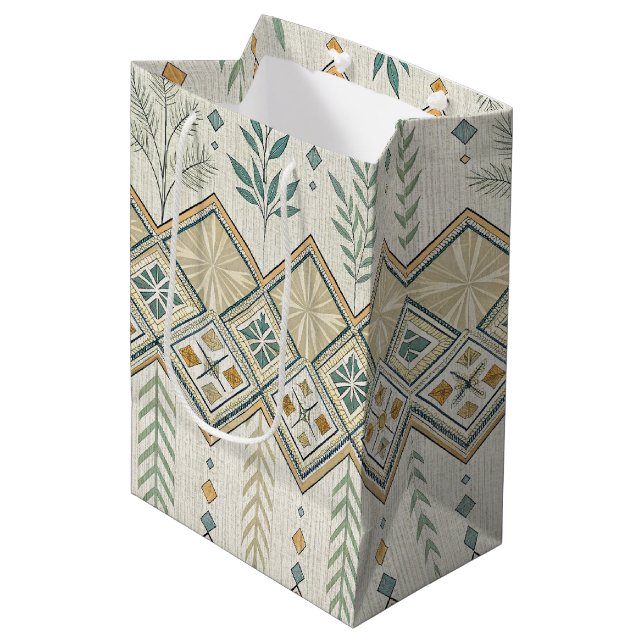 Geometric Botanical Folk Art Seamless Mönster (Framsidan Vinklad)