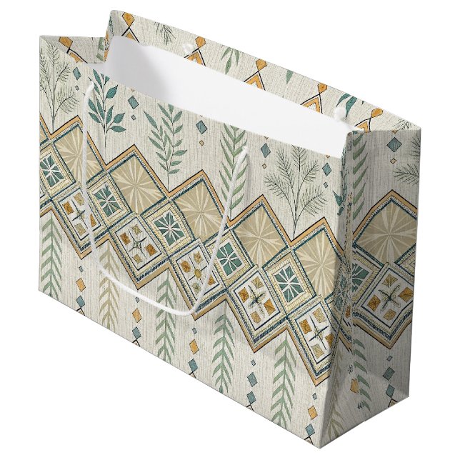 Geometric Botanical Folk Art Seamless Mönster (Framsidan Vinklad)