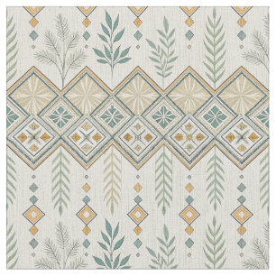 Geometric Botanical Folk Art Seamless Mönster Tyg