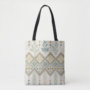 Geometric Botanical Folk Art Seamless Mönster Tygkasse
