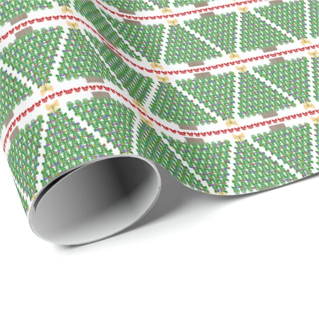 Geometric Bow Christmas Tree Wrapping Paper Presentpapper (Rullad Hörn)
