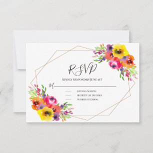 Geometric Bright Elegant Watercolor Blommigt Bröll OSA Kort