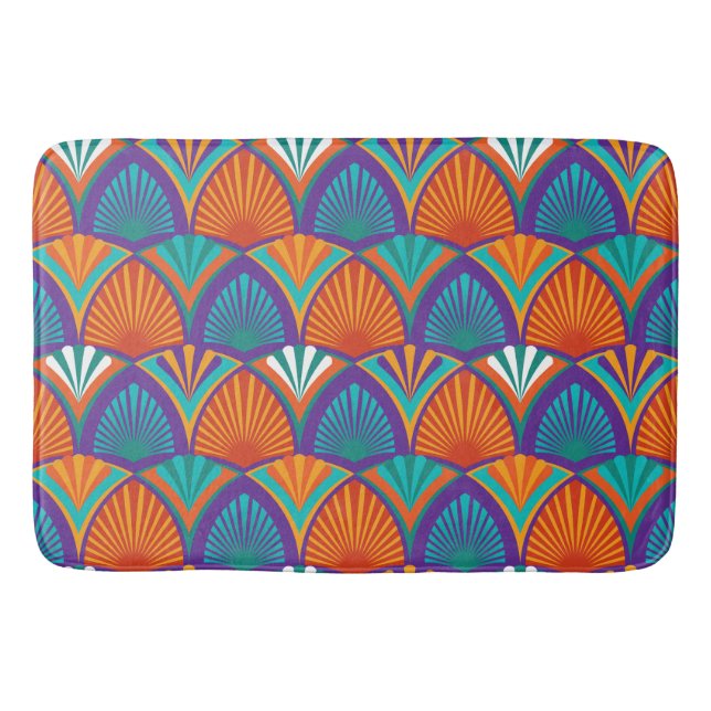 Geometric bright mönster med handflatan löv, blomm badrumsmatta (Framsidan)