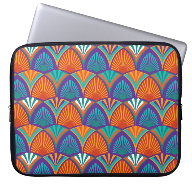 Geometric bright mönster med handflatan löv, blomm laptop fodral (Framsidan)