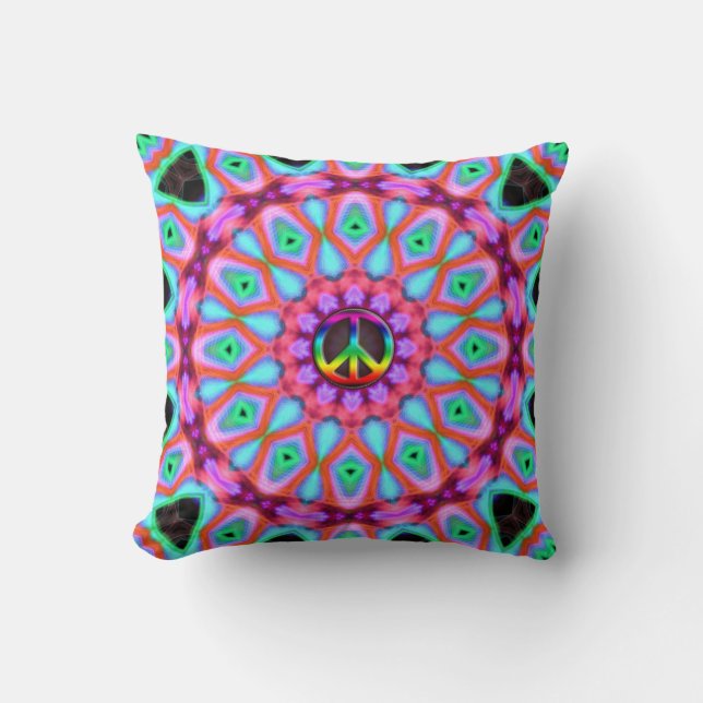 Geometric Brights Groovy Rosa Blue Cushion Kudde (Framsida)