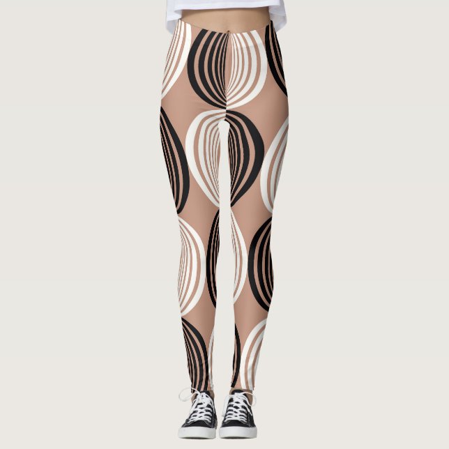 Geometric Brown Circles Sömlös design Leggings (Framsida)